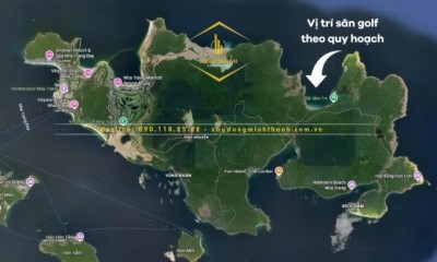 Sân golf nằm tại khu vực Bãi Tre vắt sang Đầm Bấy. Ảnh: Vinpearl