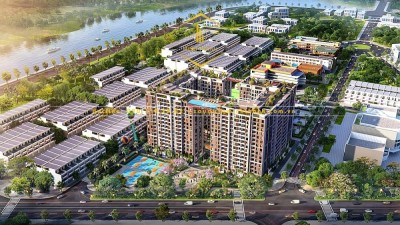 Phối cảnh dự án nhà ở xã hội CT-01 ở khu đô thị An Bình Tân, phường Nam Nha Trang. Ảnh: Alphanam Group